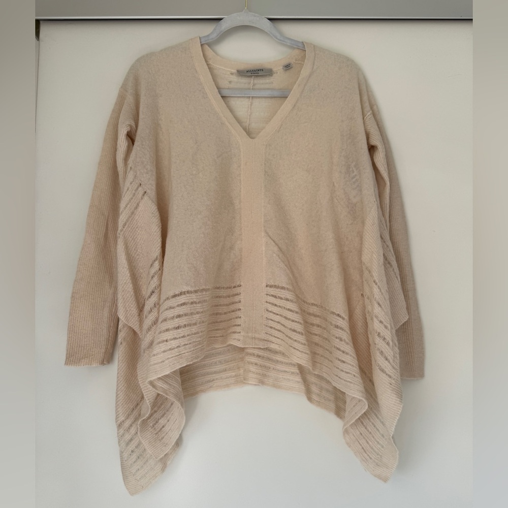 All Saints Cream V-Neck Sweater